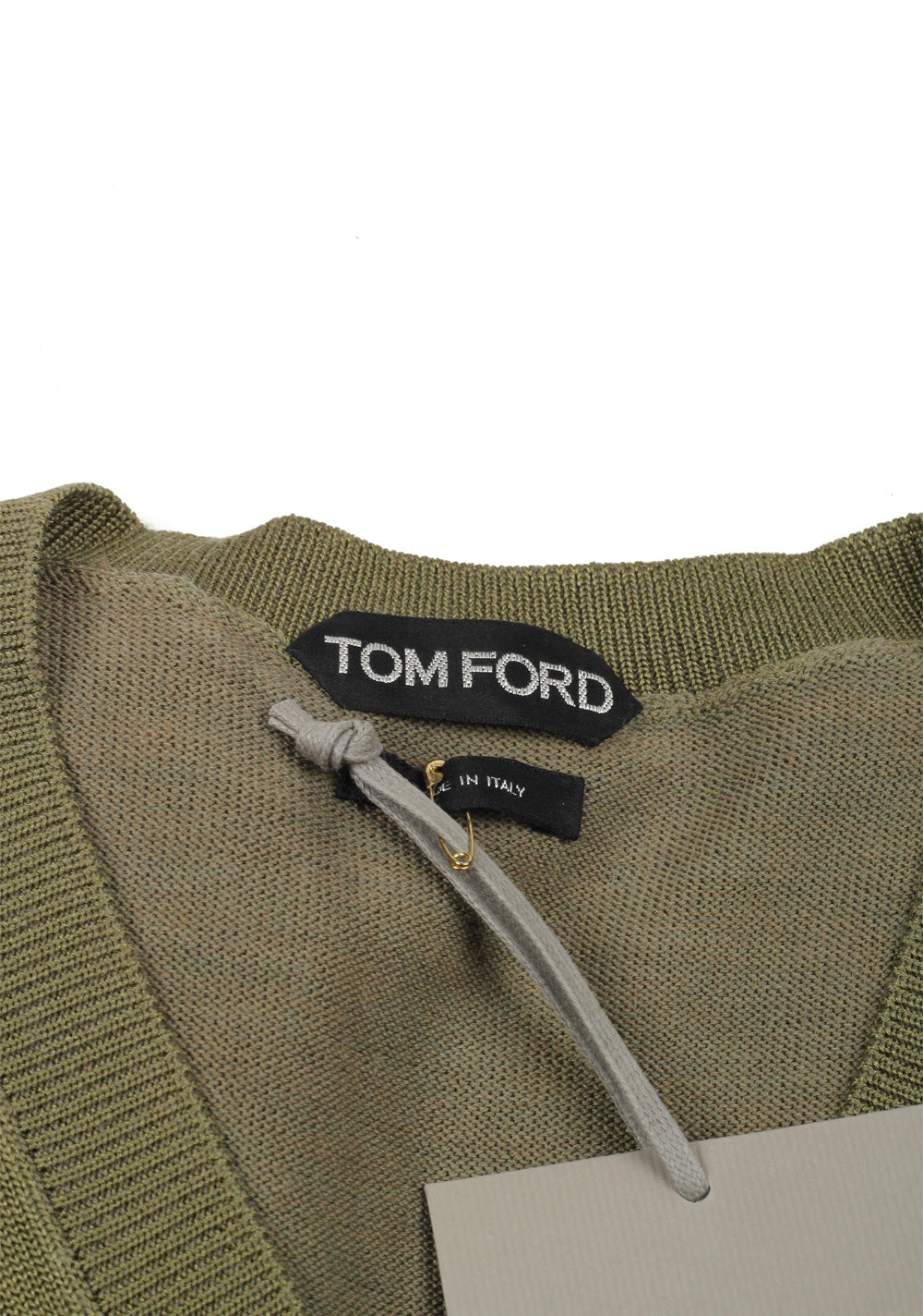 TOM FORD Green V Neck Sweater Size 48 / 38R U.S. In Silk Wool