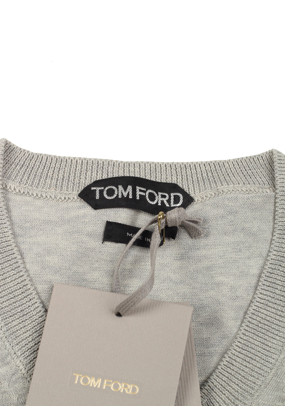 TOM FORD Gray Long Sleeve Henley Sweater Size 48 / 38R U.S. In Cotton