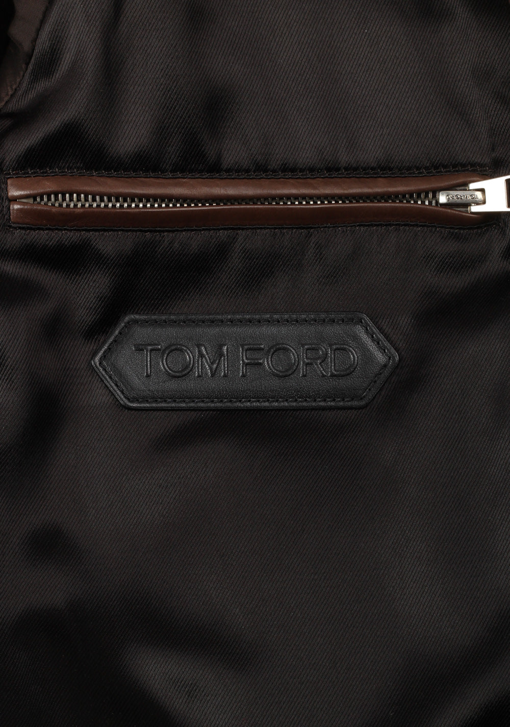 TOM FORD Brown Leather Jacket Coat Size 48 / 38R U.S.