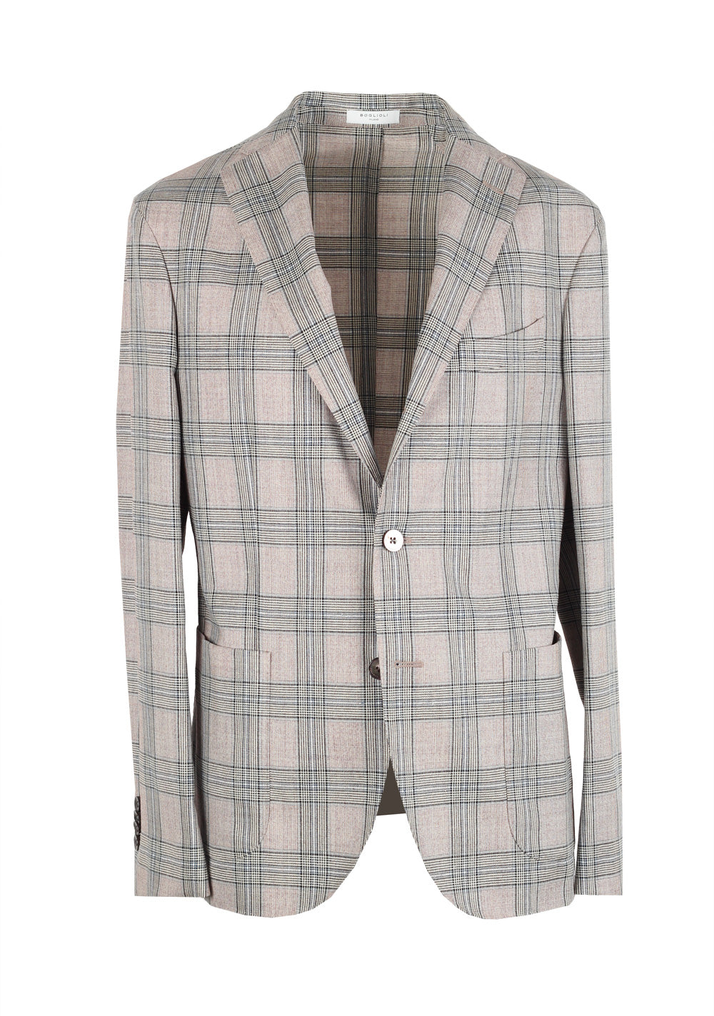 Boglioli K Jacket Beige Checked Suit Size 48 / 38R U.S.