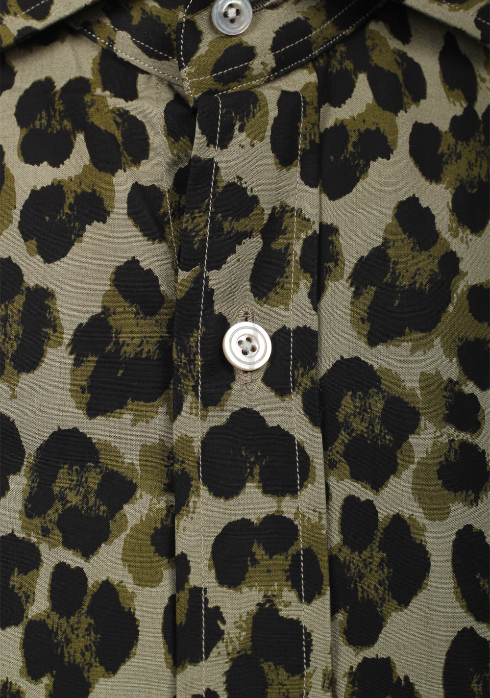 TOM FORD Signature Leopard Green Dress Shirt