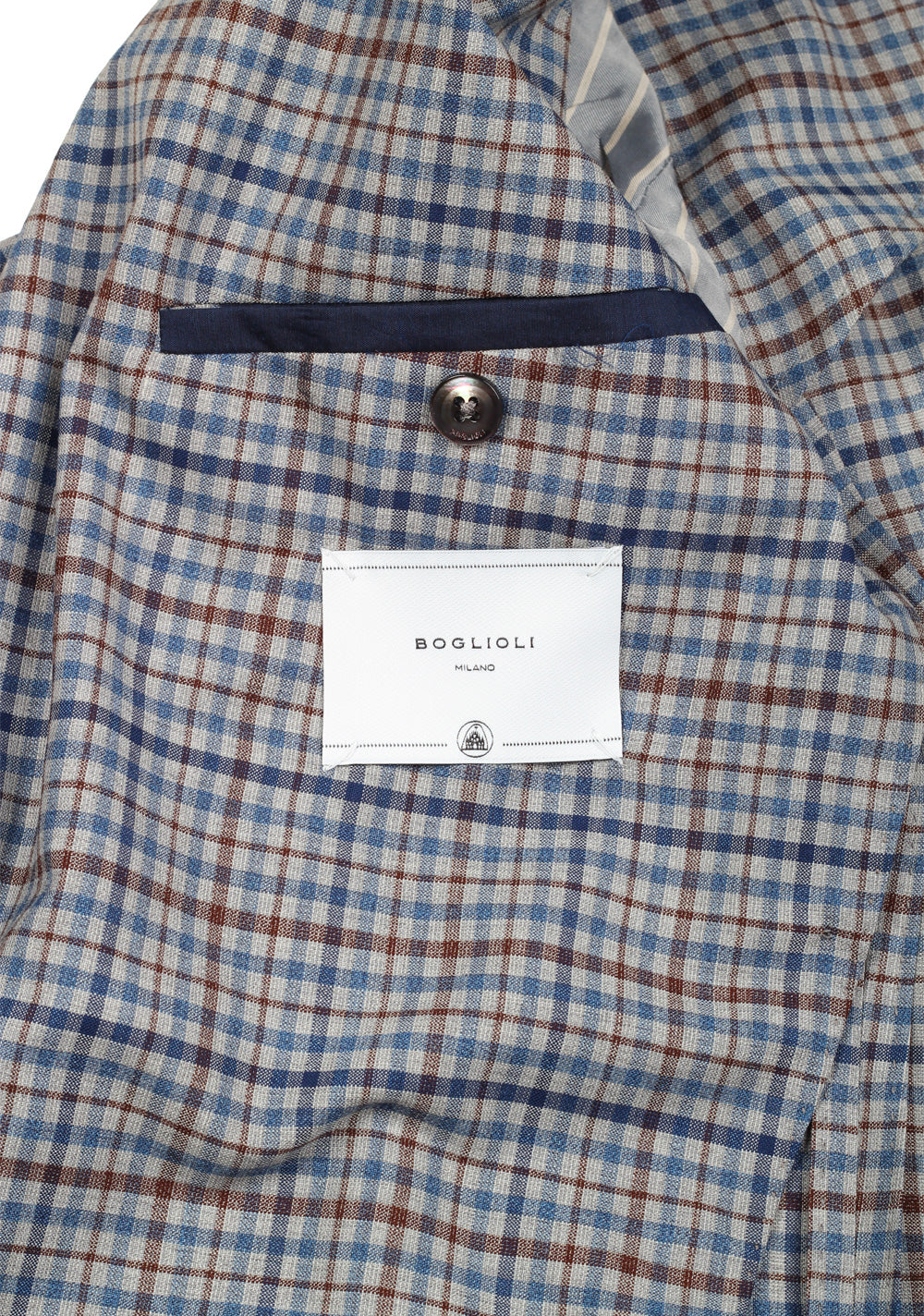 Boglioli K Jacket Blue Checked Suit Size 48 / 38R U.S.