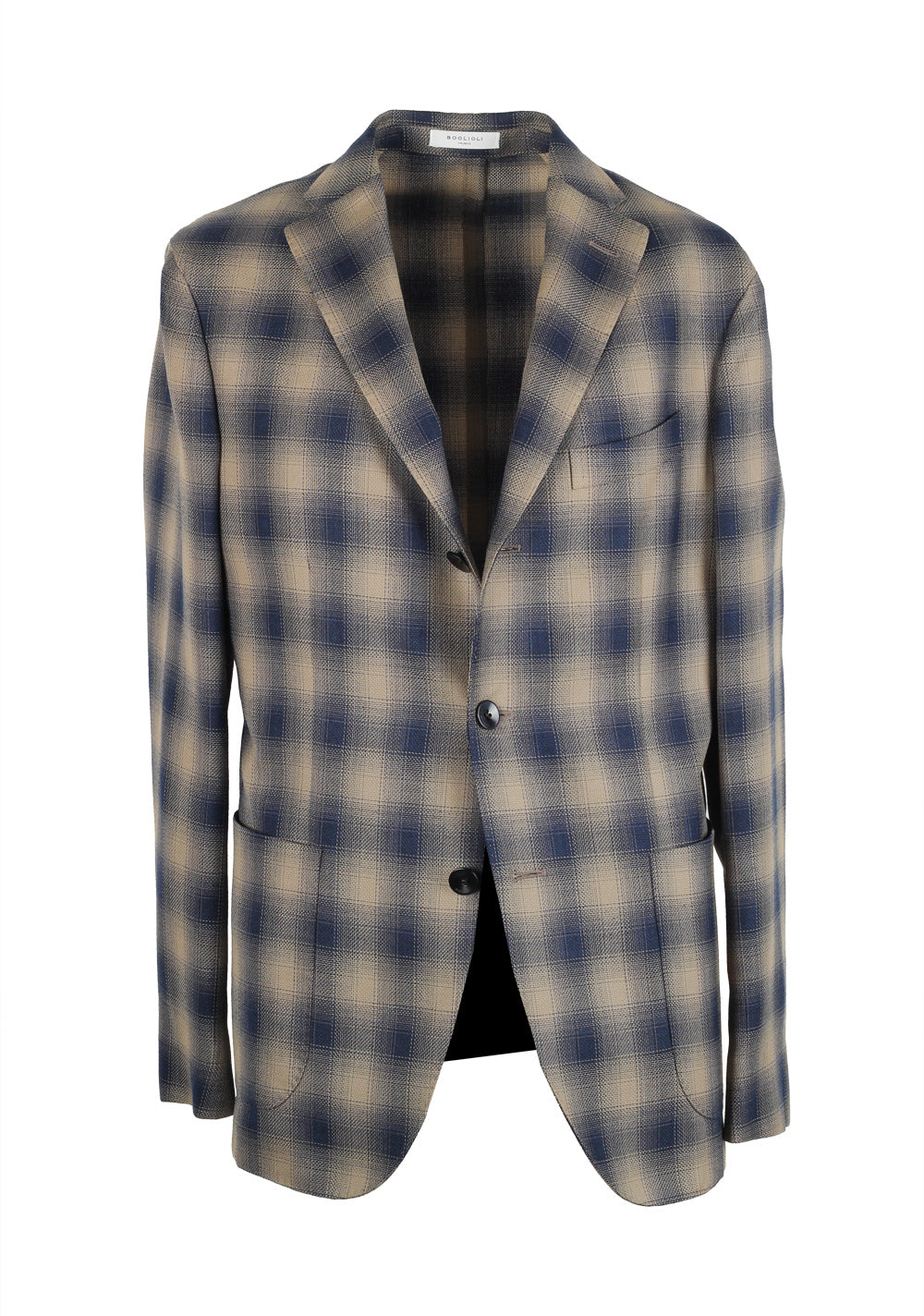 Boglioli K Jacket Beige Blue Checked Sport Coat