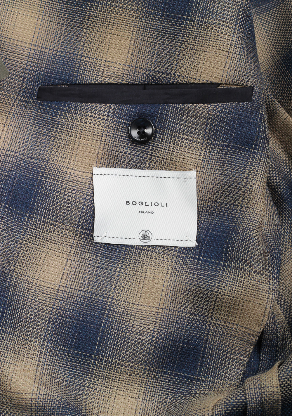 Boglioli K Jacket Beige Blue Checked Sport Coat