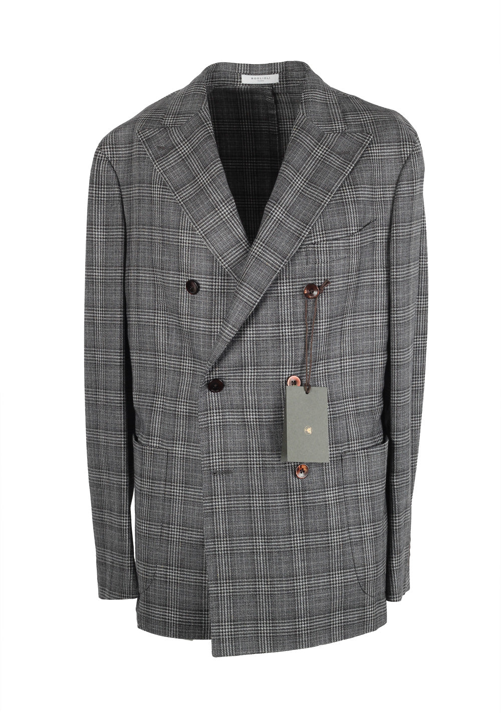 Boglioli K Jacket Gray Double Breasted Checked Sport Coat