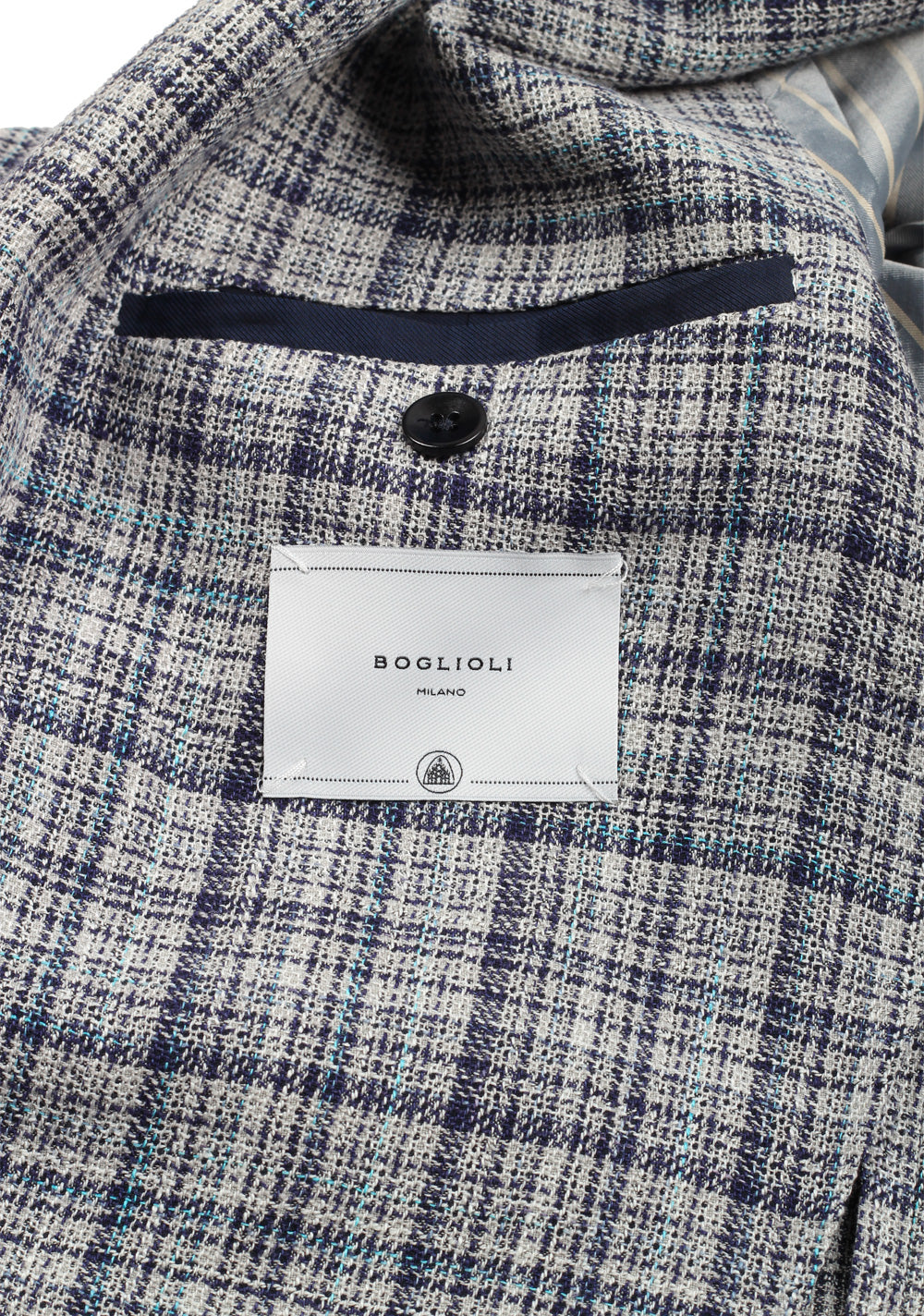 Boglioli K Jacket Beige Blue Checked Sport Coat