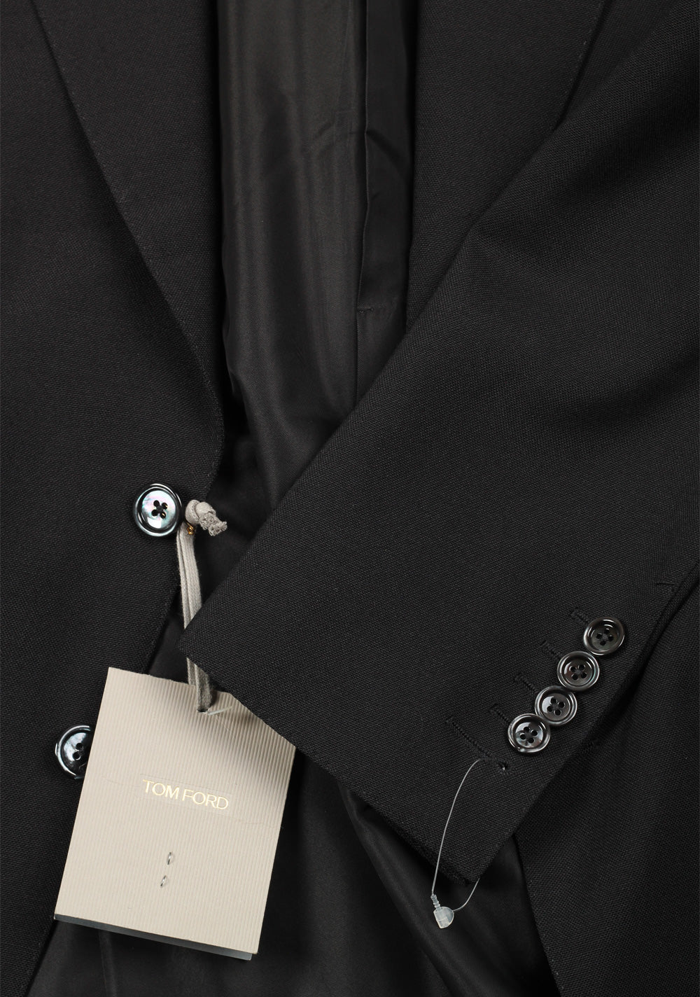 TOM FORD Shelton Solid Black Suit Size 44 / 34R U.S. In Mohair