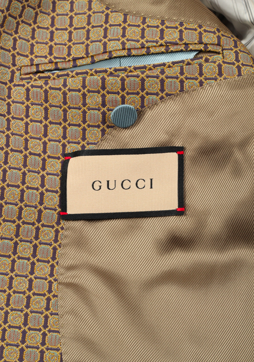 Gucci Beige Patterned Signature Blazer Sport Coat Size 46 / 36R U.S.