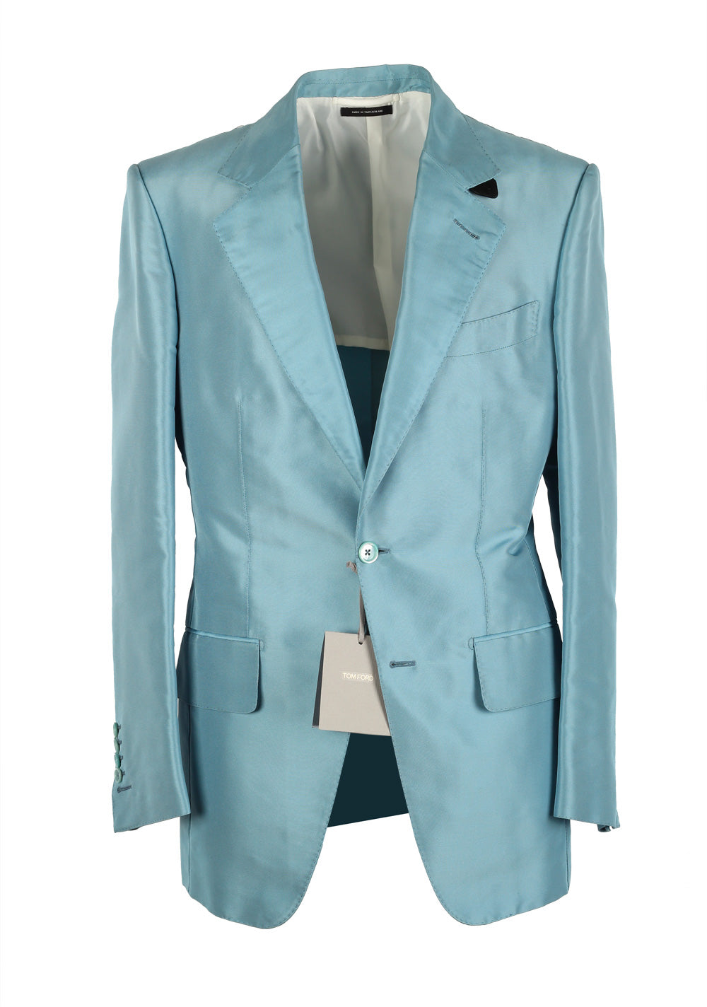 TOM FORD Atticus Teal Silk Suit Size 46 / 36R U.S.