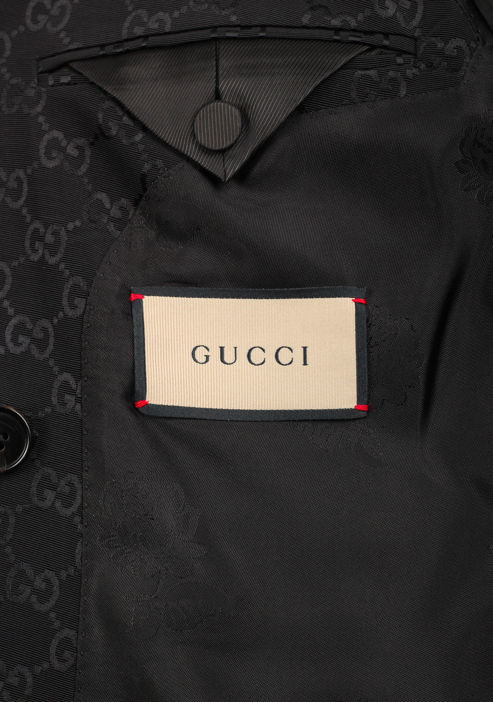 Gucci Black GG Signature Blazer Sport Coat Size 46 / 36R U.S.