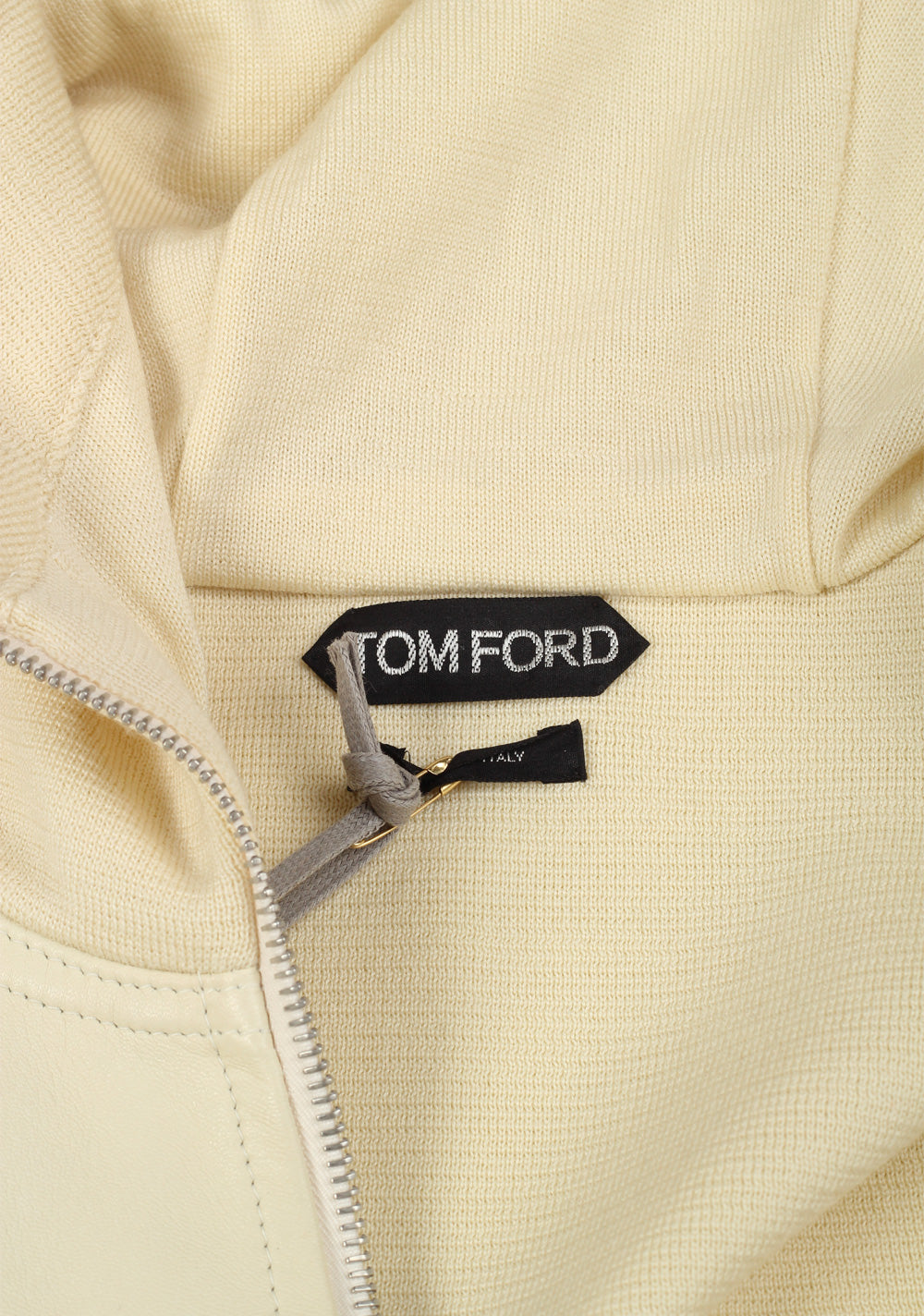 TOM FORD Off White Leather Zipper Hoody Size 50 / 40R U.S. In Wool