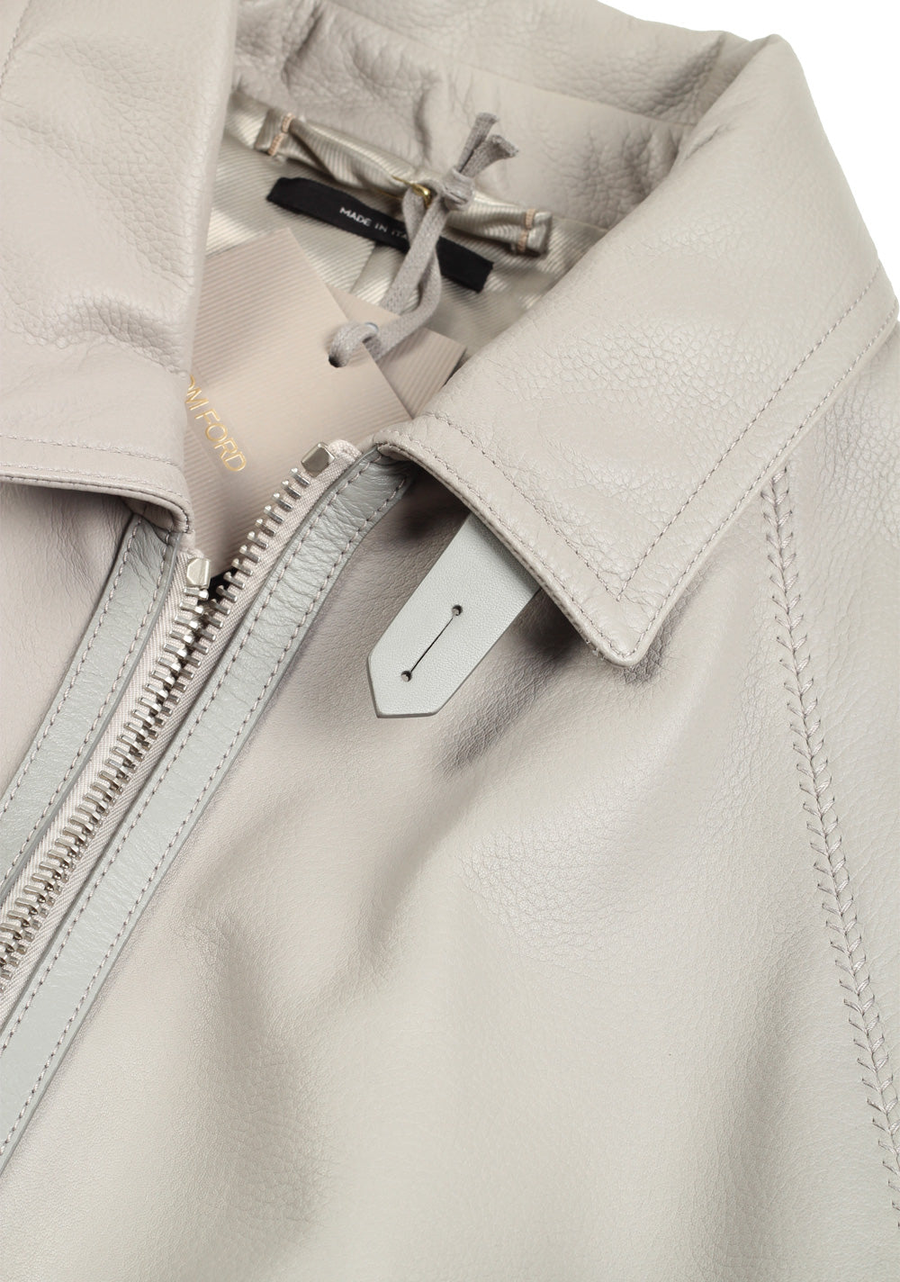 TOM FORD Gray Leather Coat Jacket