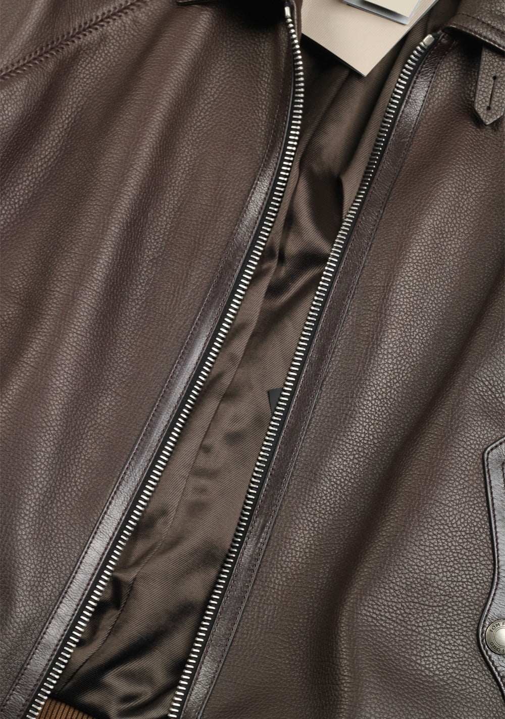 TOM FORD Brown Leather Coat Jacket