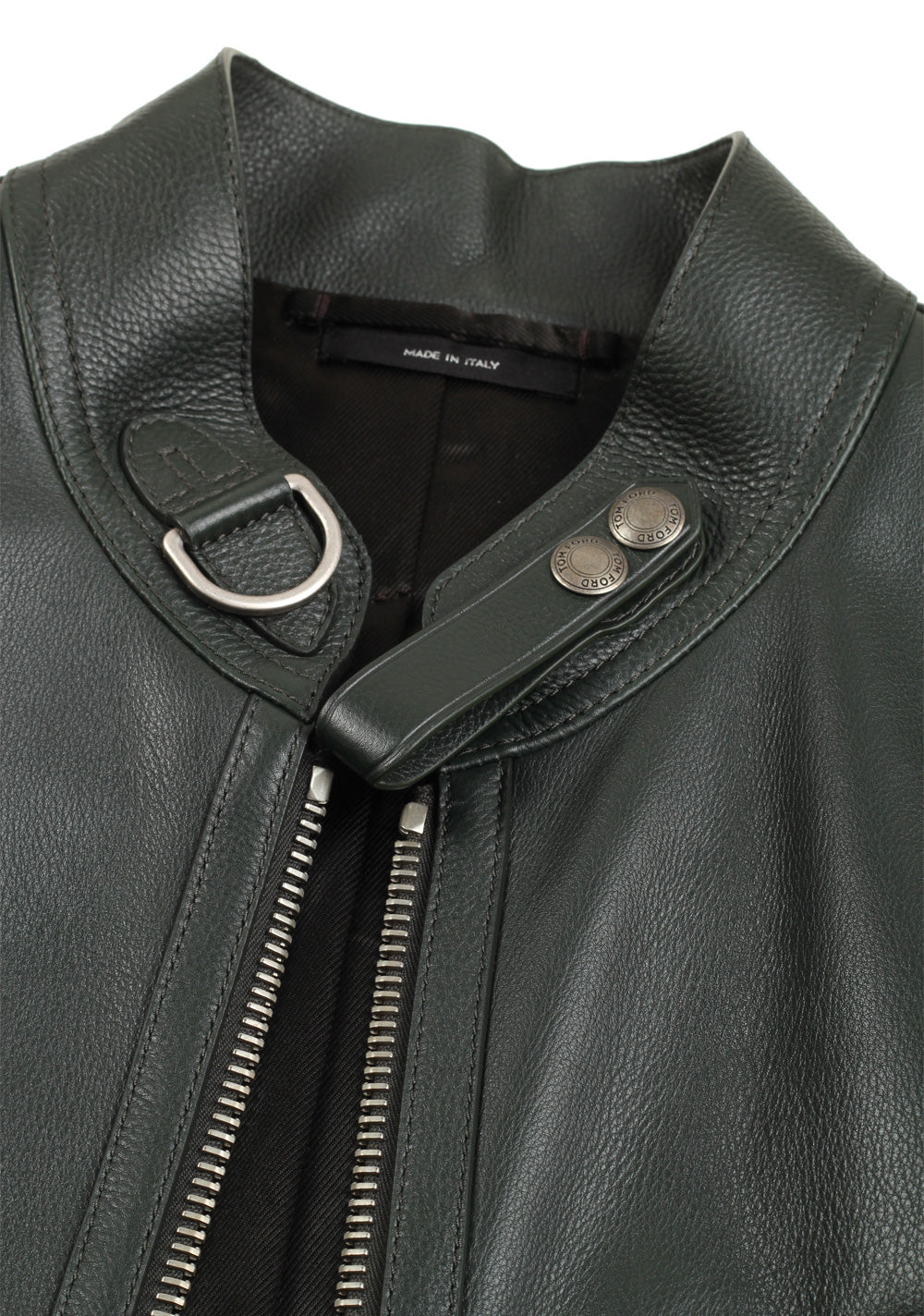 TOM FORD Green Biker Leather Jacket Coat Size 48 / 38R U.S. Outerwear