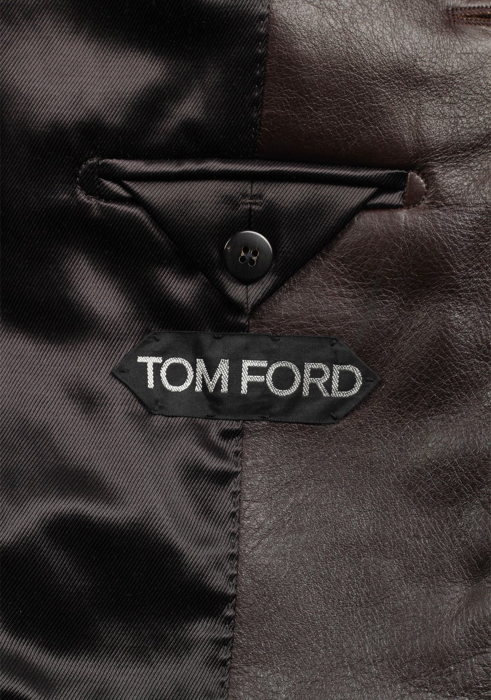 TOM FORD Brown Leather Jacket Blazer Coat Size 48 / 38R U.S.