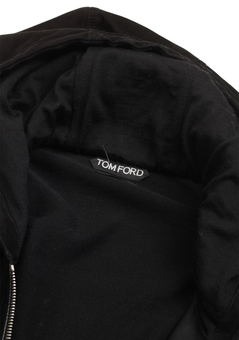 TOM FORD Black Suede Zipper Hoody Size 48 / 38R U.S. In Wool