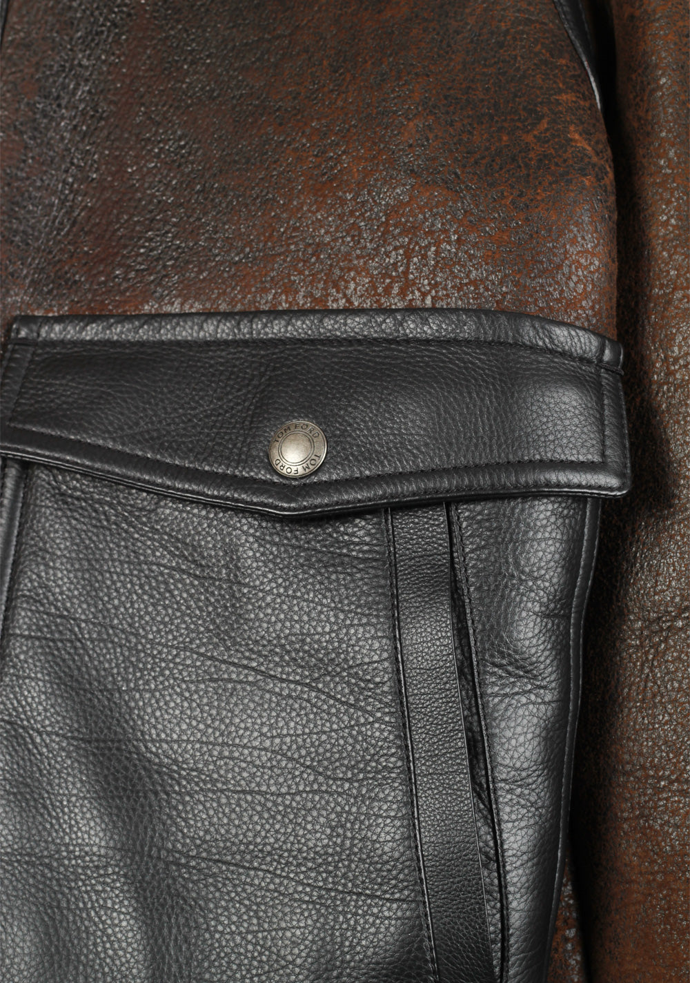 TOM FORD Crackled Shearling Zip Blouson Coat Size 48 / 38R U.S.