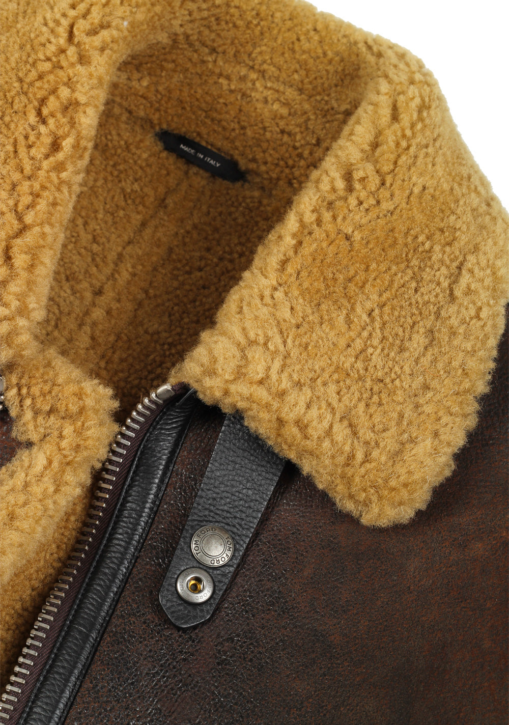 TOM FORD Crackled Shearling Zip Blouson Coat Size 48 / 38R U.S.
