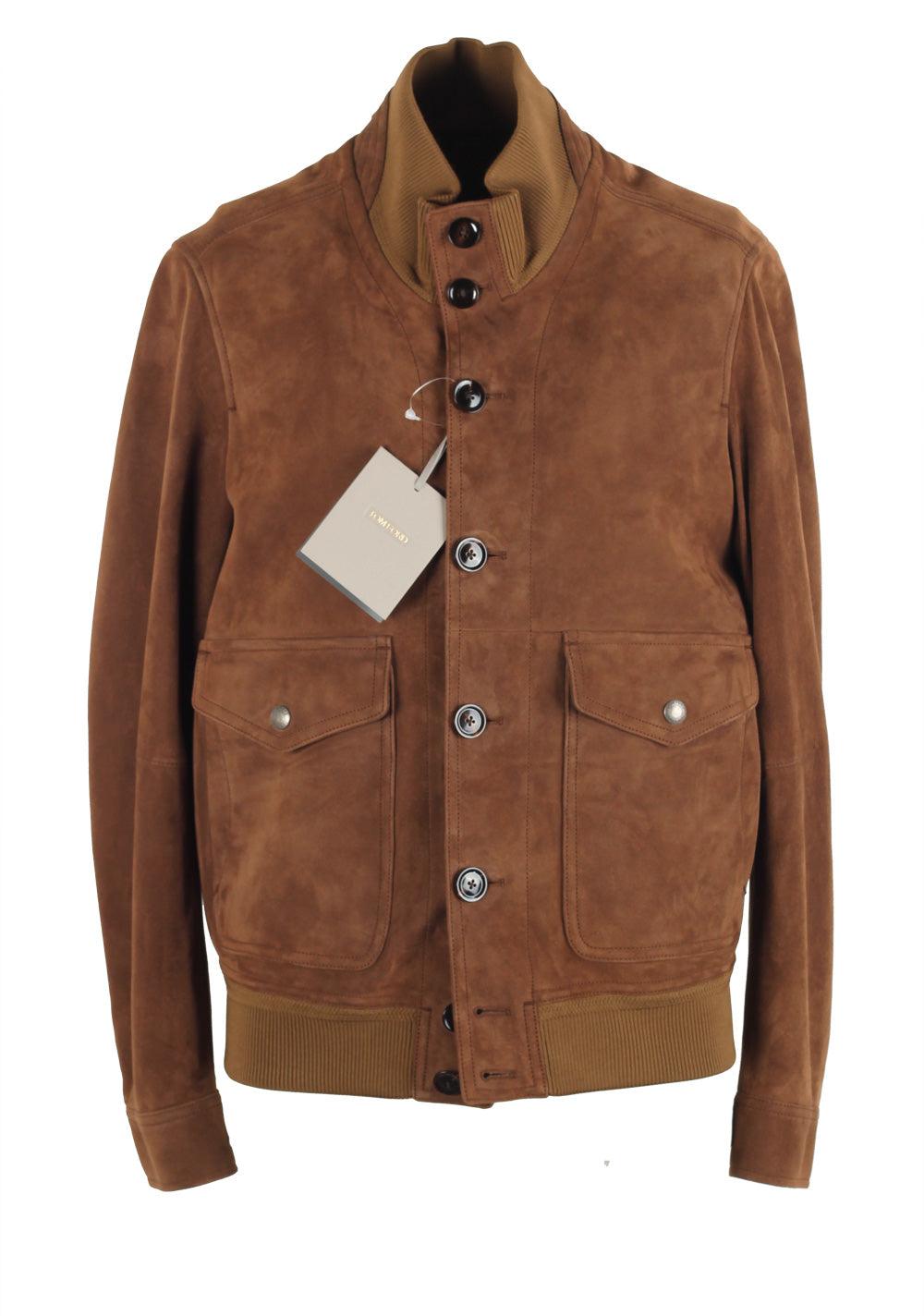 TOM FORD Brown Leather Suede Bomber Jacket Coat Size 48 / 38R U.S.
