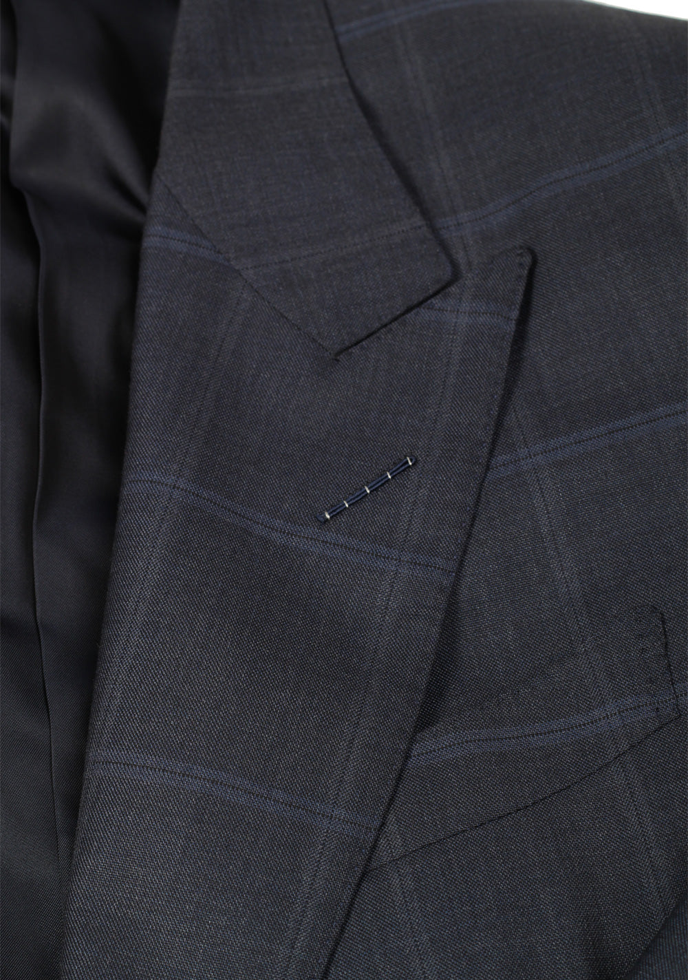 TOM FORD Shelton Checked Gray Blue Suit Size 54 / 44R U.S. In Wool
