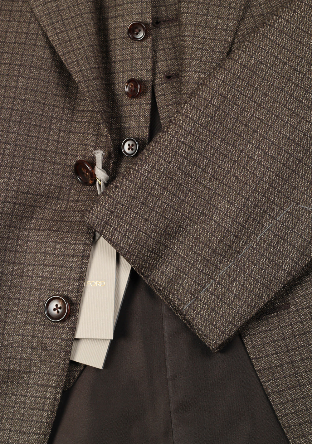 TOM FORD Windsor Brown Checked 3 Piece Suit Size 52 / 42R U.S. Wool Fit A