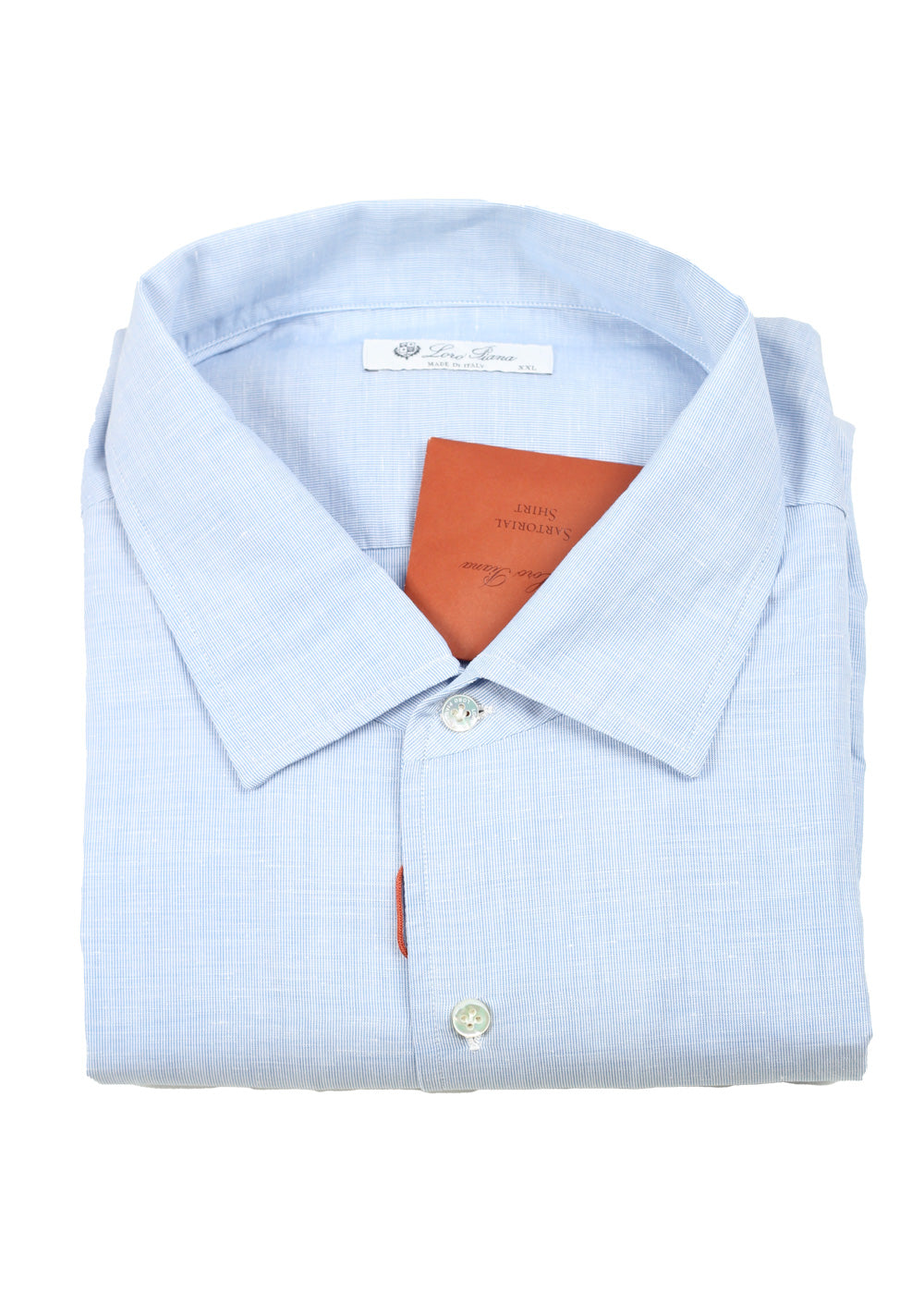 Loro Piana Solid Blue Linen Cotton Shirt