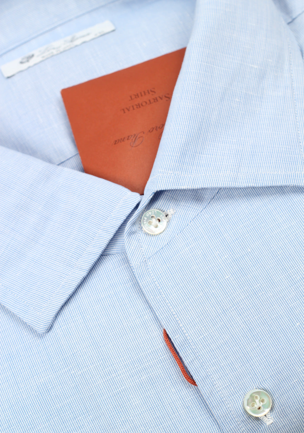 Loro Piana Solid Blue Linen Cotton Shirt