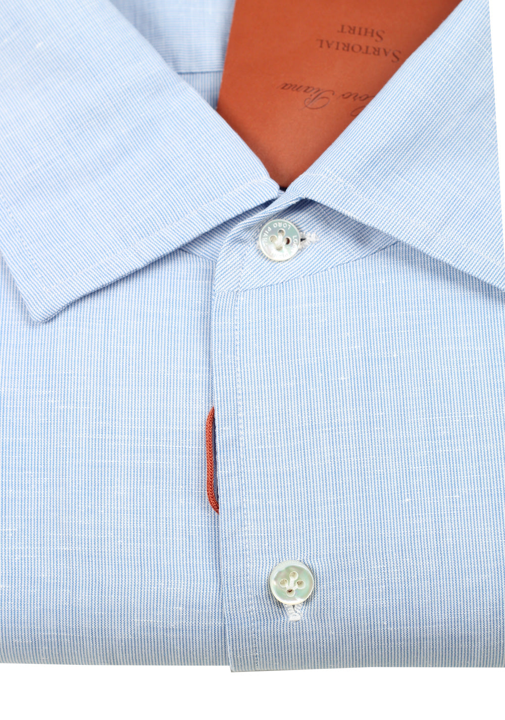 Loro Piana Solid Blue Linen Cotton Shirt