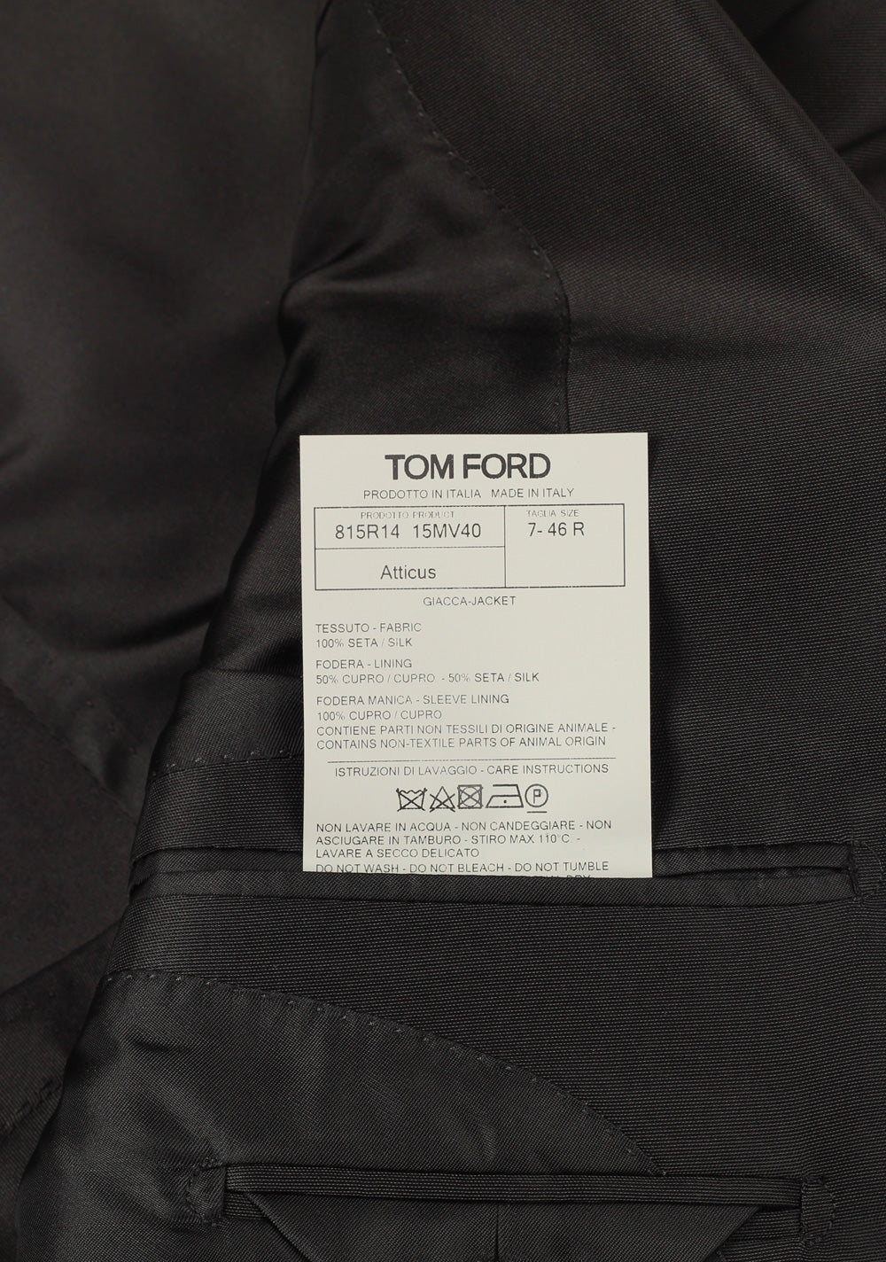TOM FORD Atticus Black Silk Suit Size 46 / 36R U.S.
