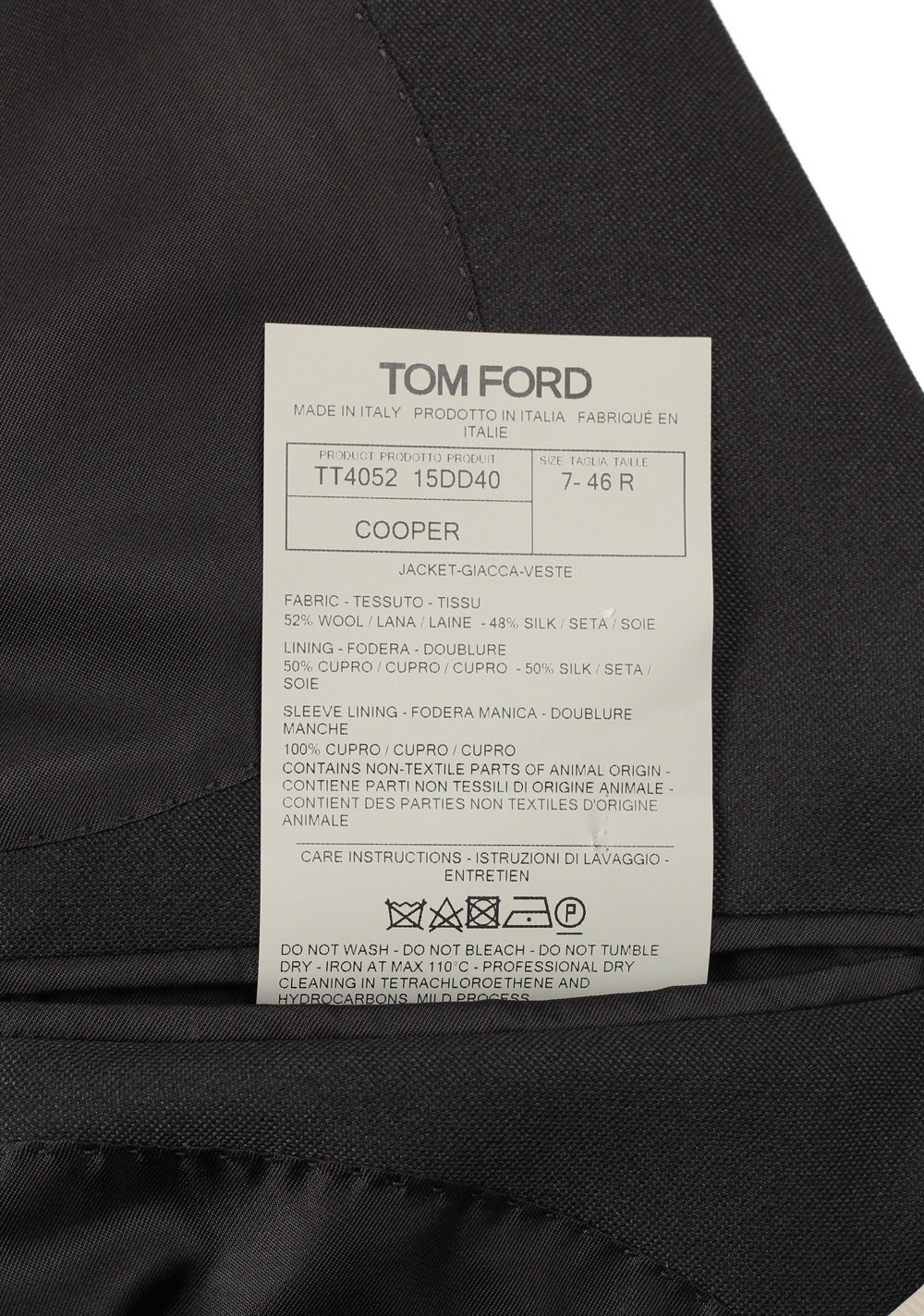 TOM FORD Cooper Black Double Breasted Sport Coat Size 46 / 36R U.S.