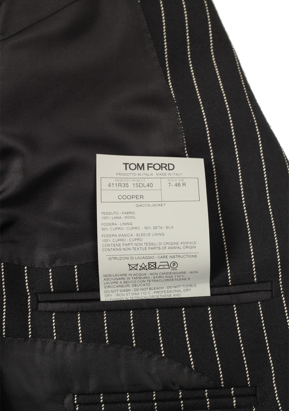 TOM FORD Cooper Striped Black Sport Coat Size 46 / 36R U.S.