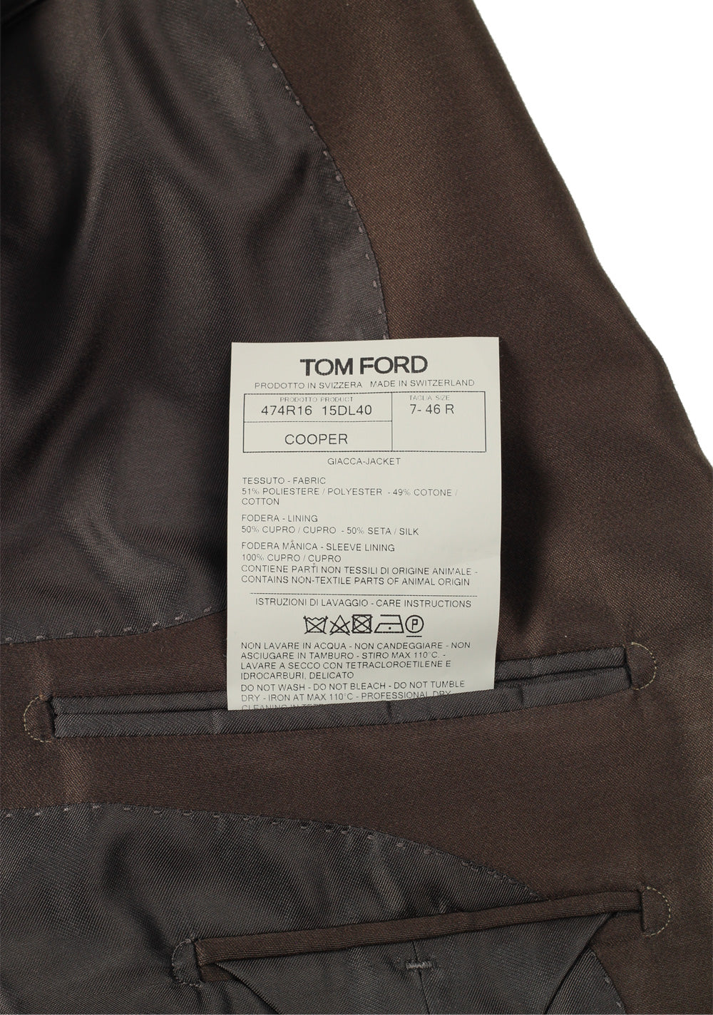 TOM FORD Cooper Brown Sport Coat Size 46 / 36R U.S.