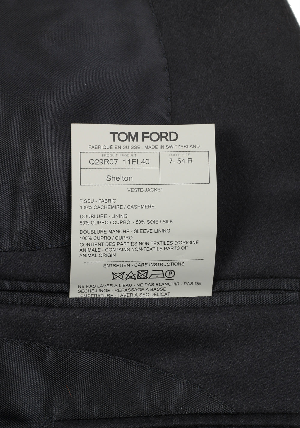 TOM FORD Shelton Blue Cashmere Sport Coat Size 54 / 44R U.S.