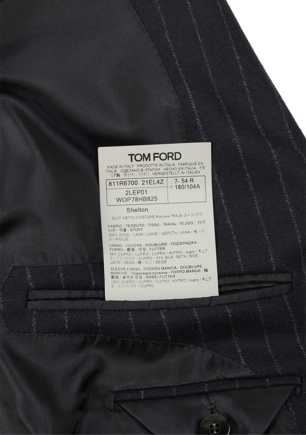 TOM FORD Shelton Striped Blue Suit Size 54 / 44R U.S. In Wool