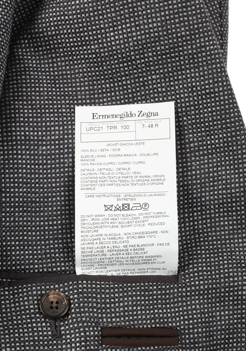 ZEGNA Silk Checked Gray Sport Coat Size 48 / 38R U.S.