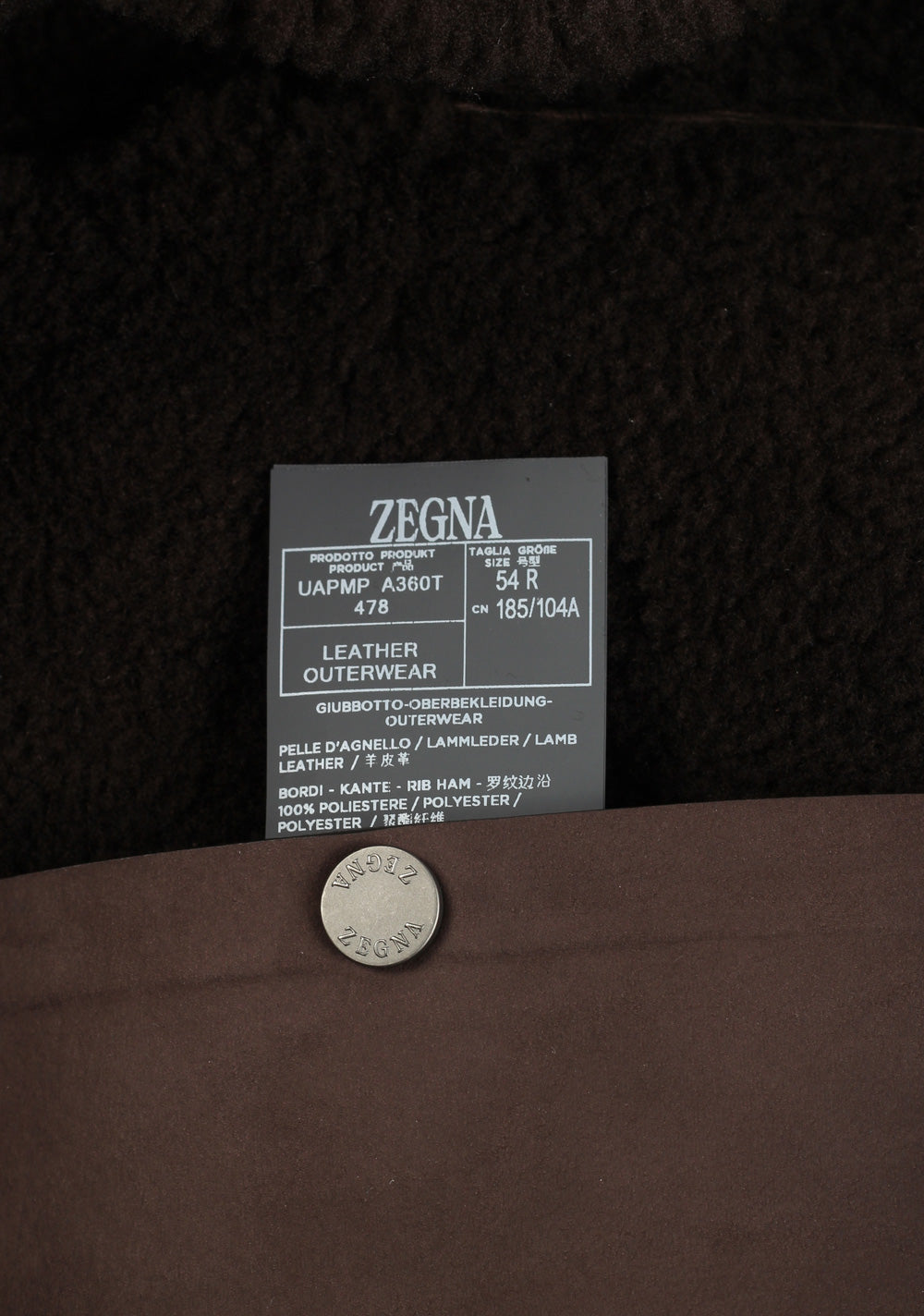 ZEGNA Brown Lamb Leather Coat
