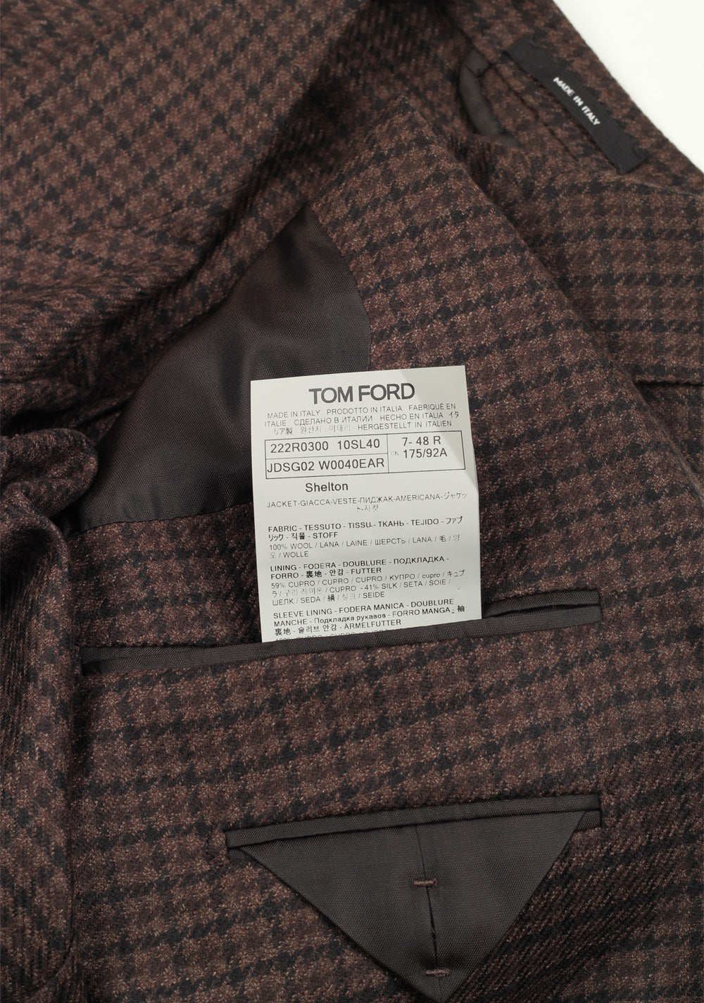 TOM FORD Shelton Brown Sport Coat Size 48 / 38R U.S. In Wool