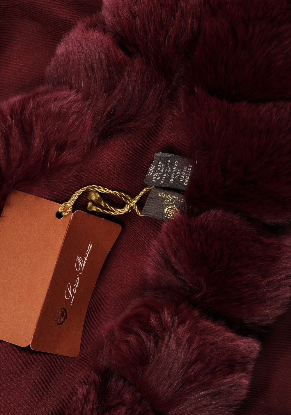 Loro Piana Burgundy Chinchilla Cashmere Fur Trimmed Scarf Stole