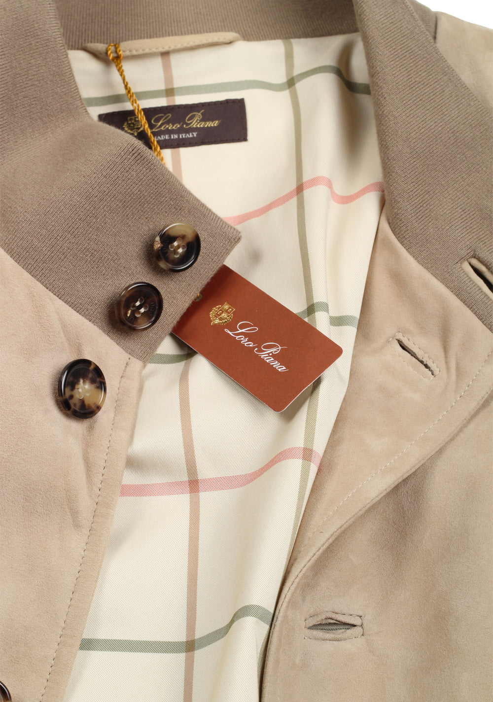 Loro Piana Beige Suede Bomber Jacket Coat