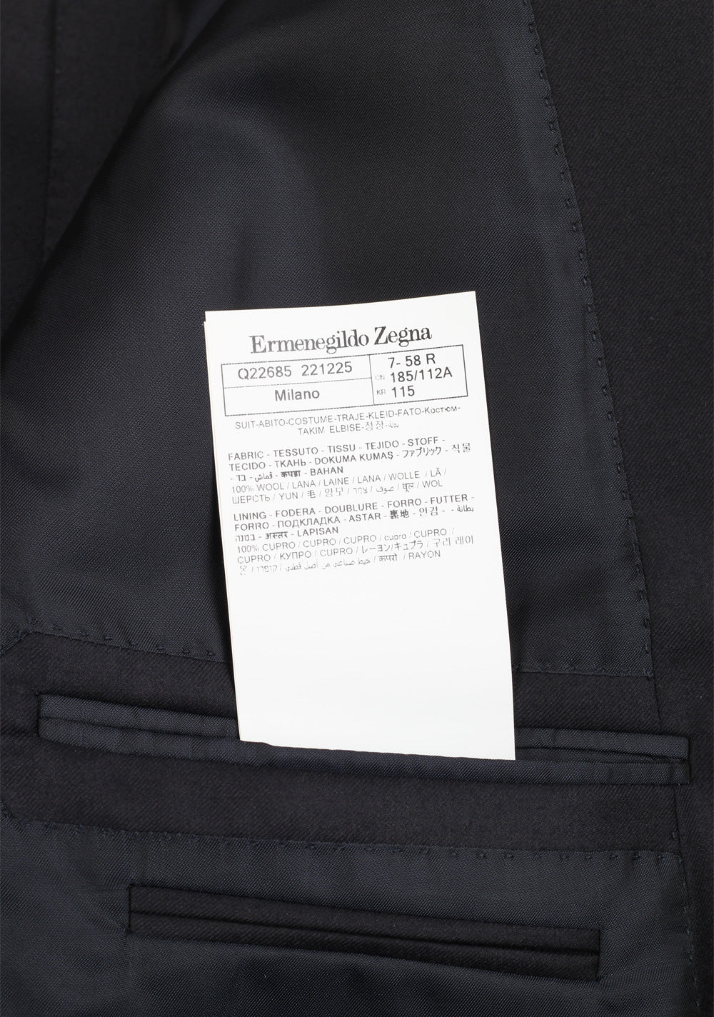 ZEGNA Milano Trofeo Black Solid Suit Size 58 / 48R U.S.