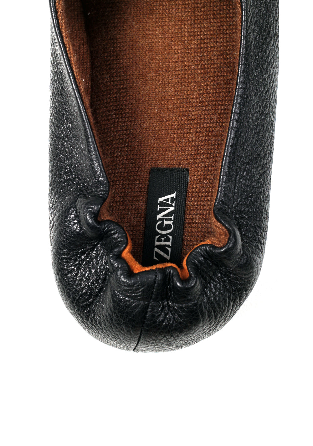 ZEGNA Leather Cashmere Black House Slippers