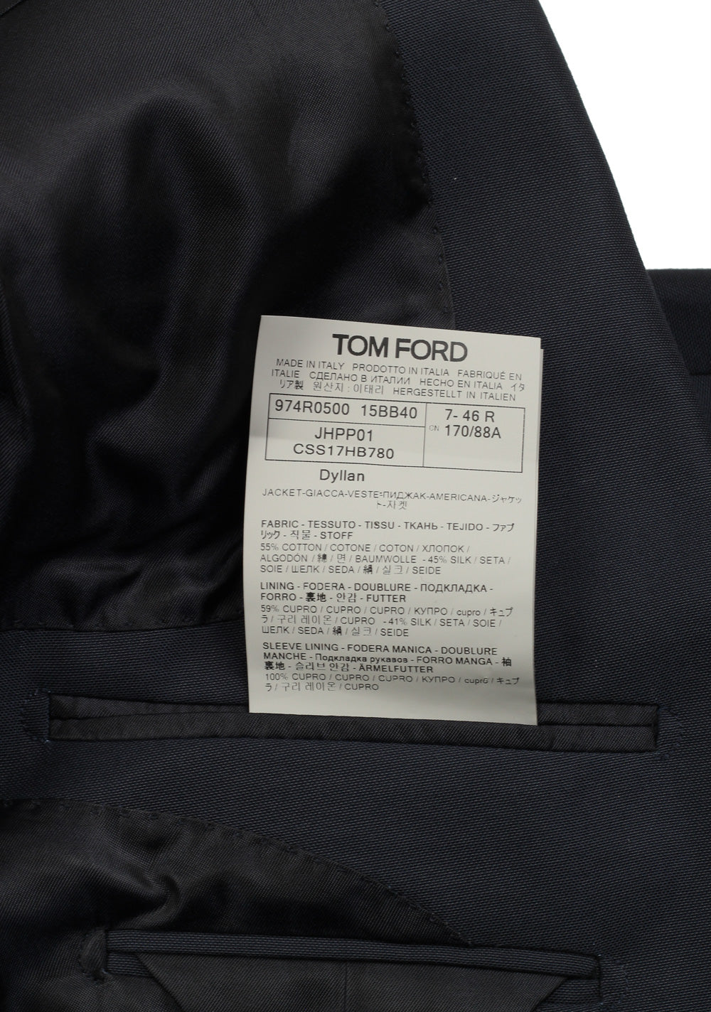 TOM FORD Dyllan Blue Sport Coat Size 46 / 36R U.S.