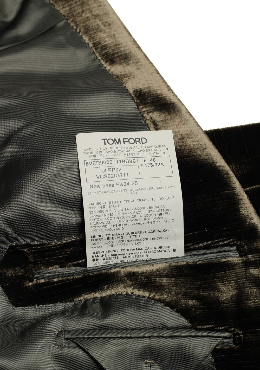 TOM FORD Dyllan Brown Suit Size 46 / 36R U.S.