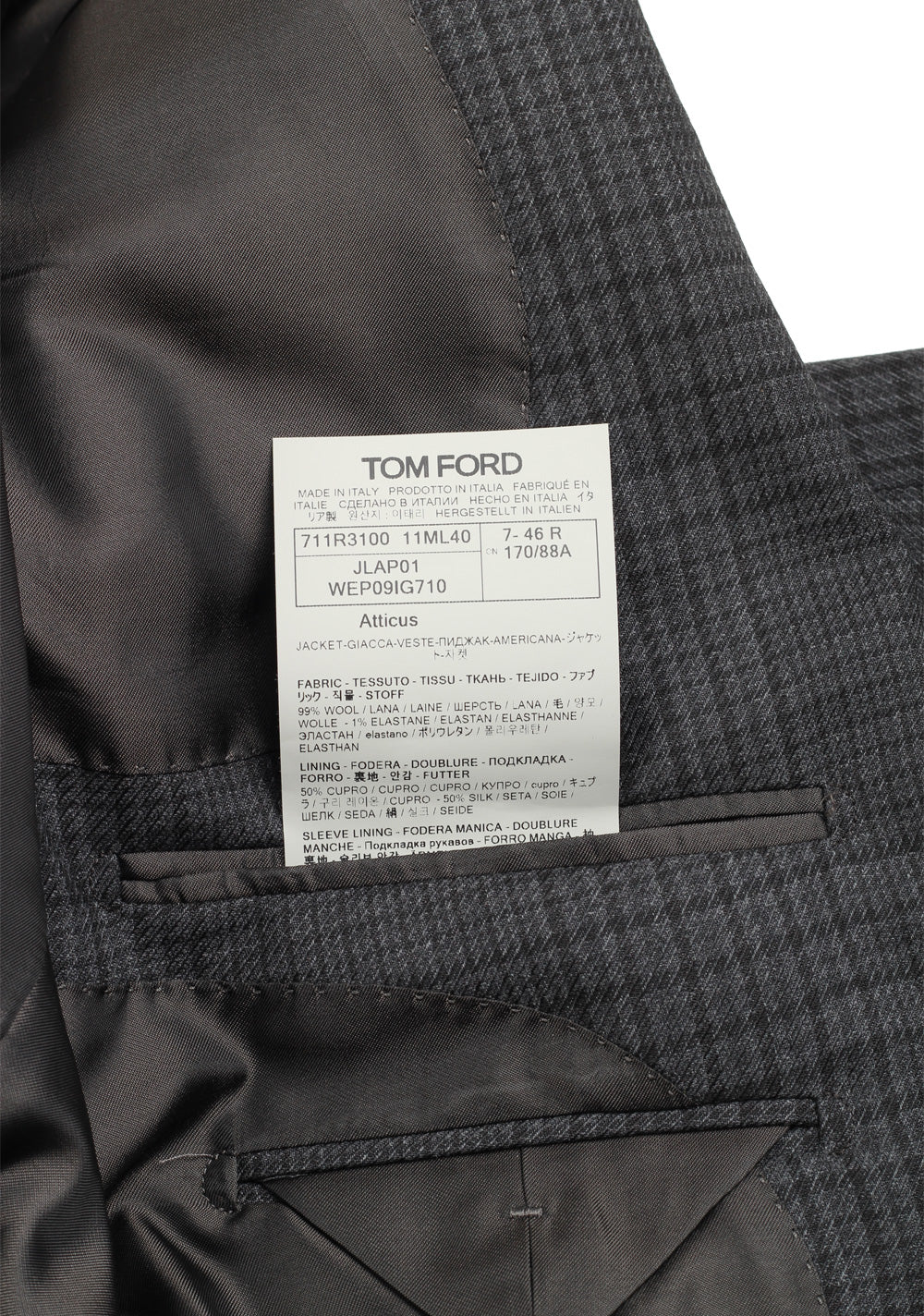 TOM FORD Atticus Gray Checked Sport Coat Size 46 / 36R U.S.