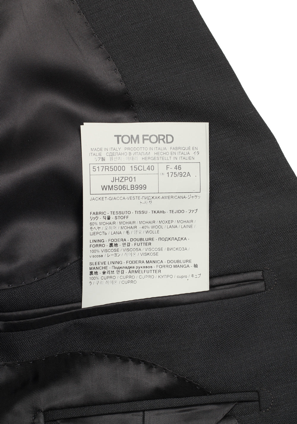 TOM FORD Atticus Black Sport Coat Size 46 / 36R U.S.