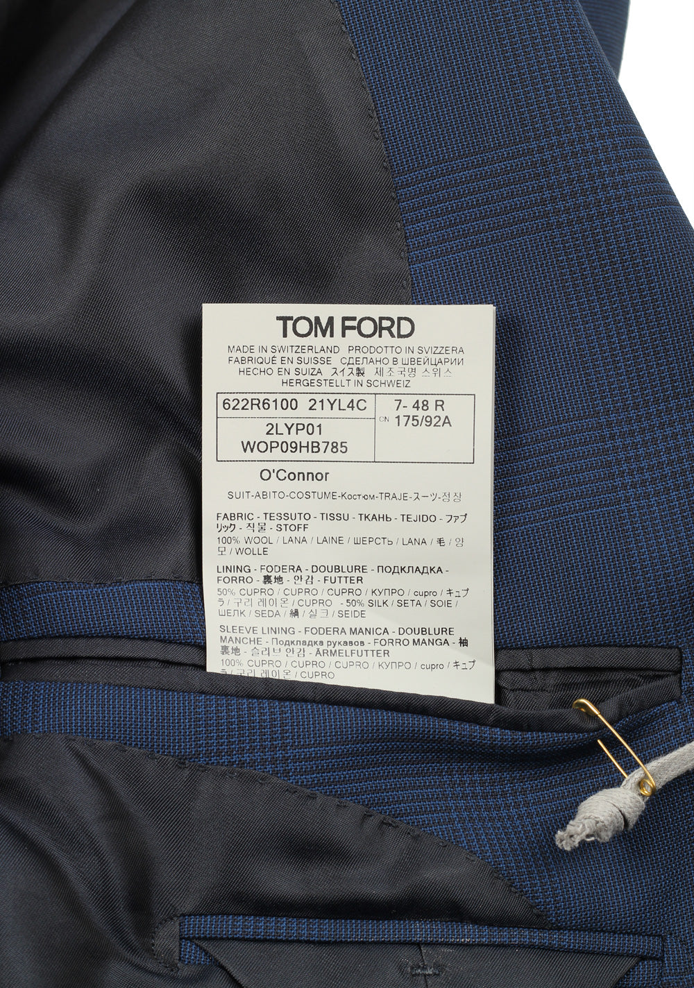 TOM FORD O'Connor Wool Checked Blue Suit