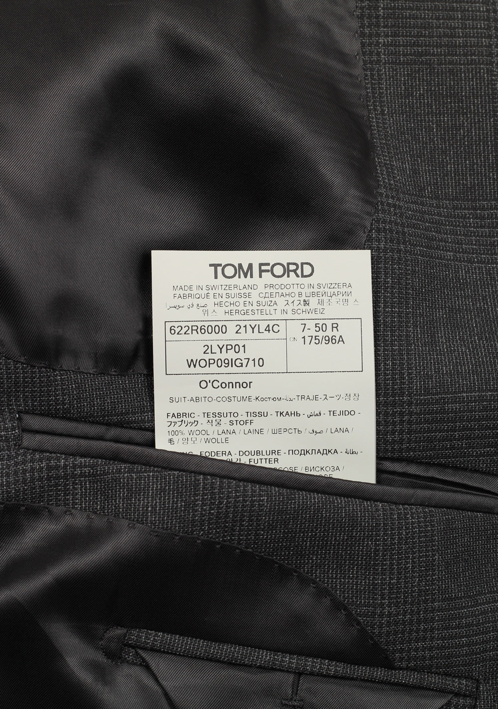 TOM FORD O'Connor Wool Checked Gray Suit