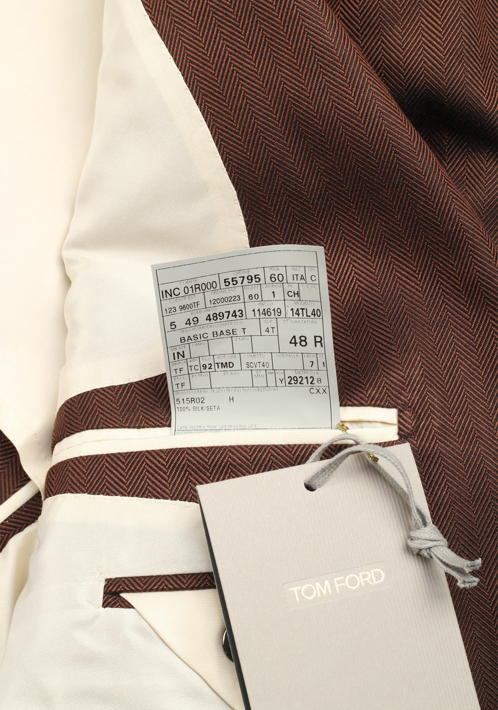 TOM FORD Wetherby Brown Silk Suit Size 48 / 38R U.S. In Silk Base T