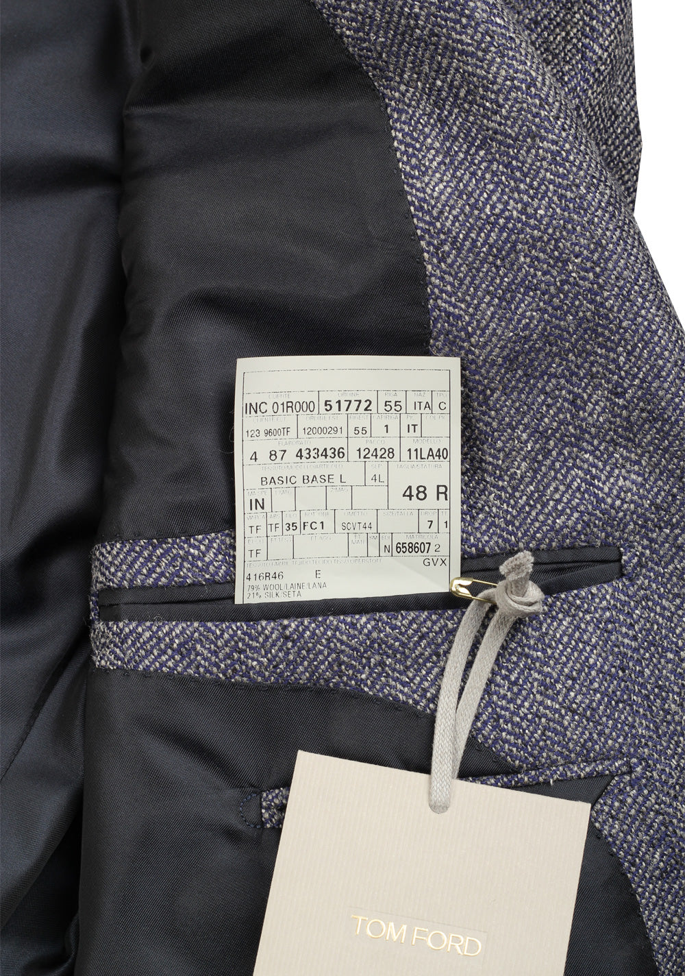 TOM FORD Mountbatten Blue Sport Coat Size 48 / 38R U.S. Base L