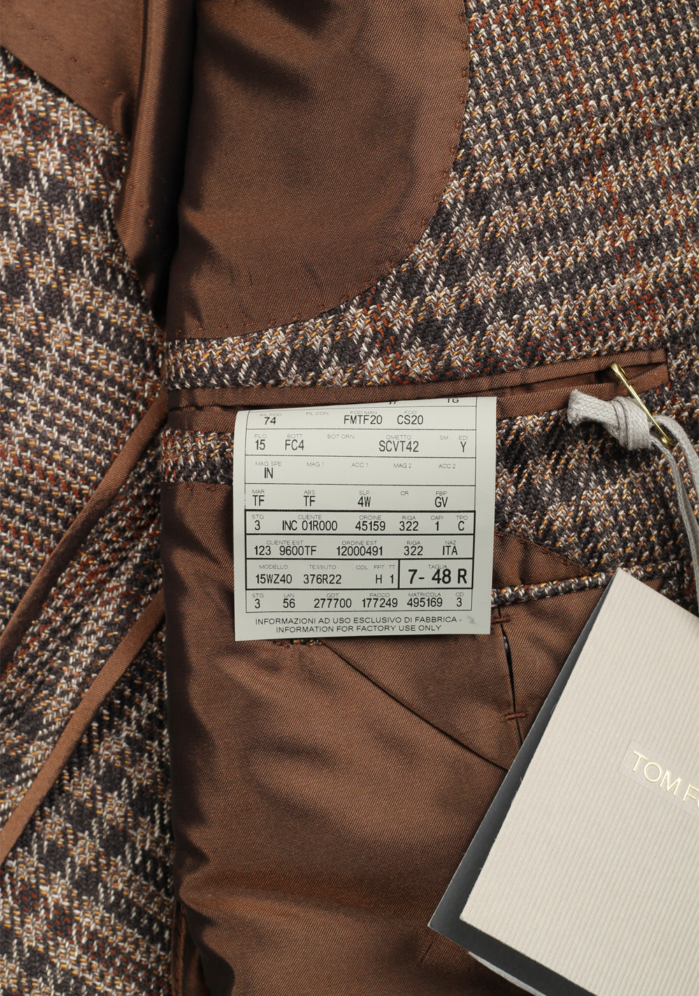 TOM FORD O'Connor Checked Brown Sport Coat Size 48 / 38R U.S.